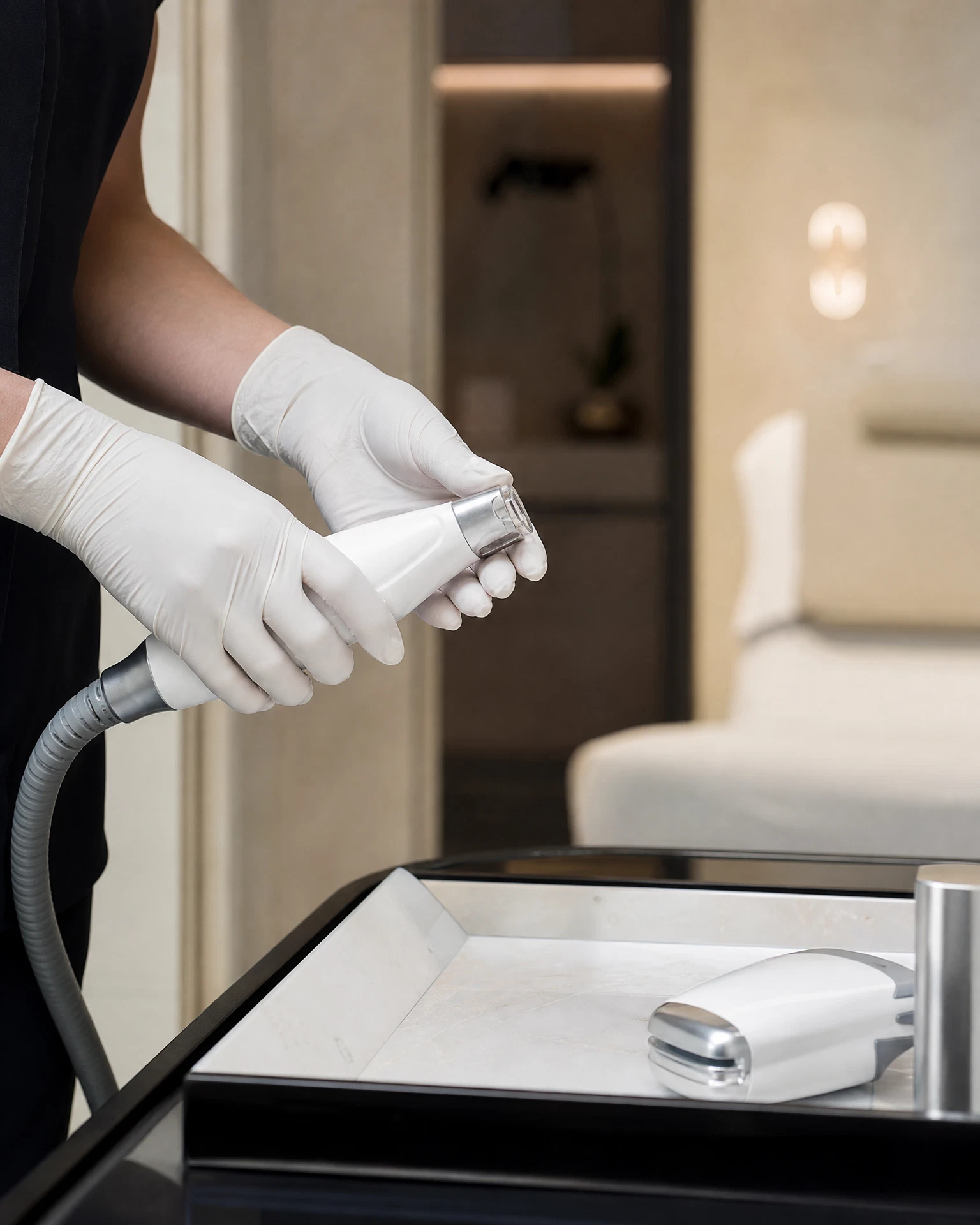 Advanced skin-treatment technology being prepared in a clinical setting