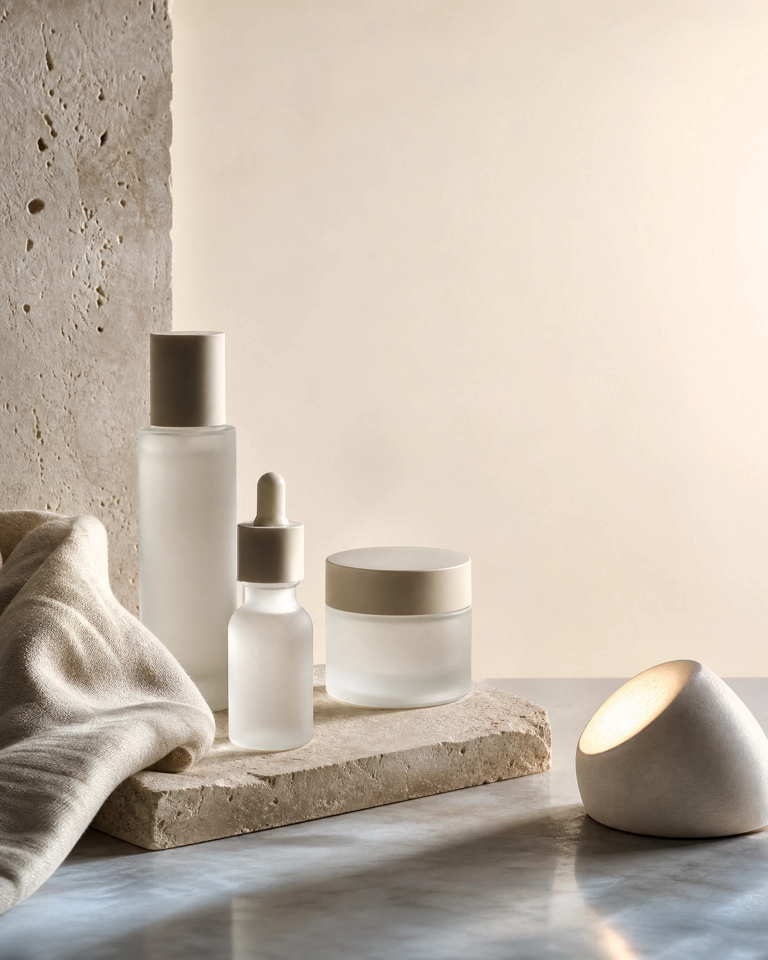 Curated skincare and treatment materials selected for patient care